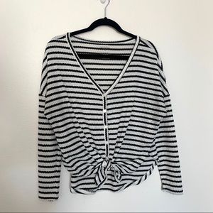 Striped Tie Front Long Sleeve